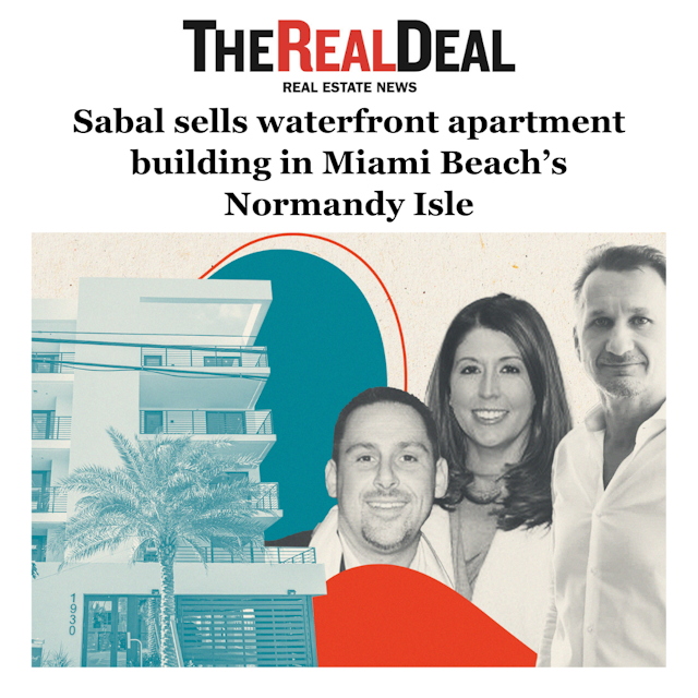 Sabal sells waterfront apartment building in Miami Beach’s Normandy Isle