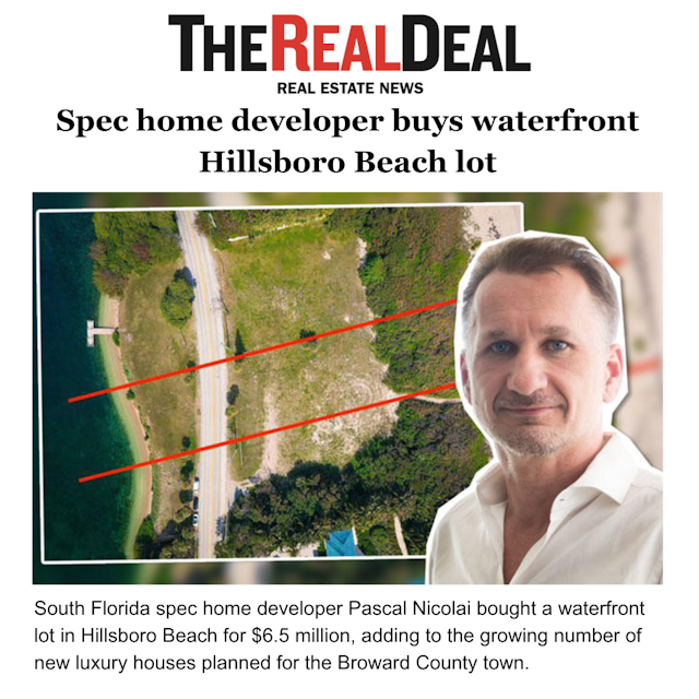 Spec home developer buys waterfront Hillsboro Beach lot